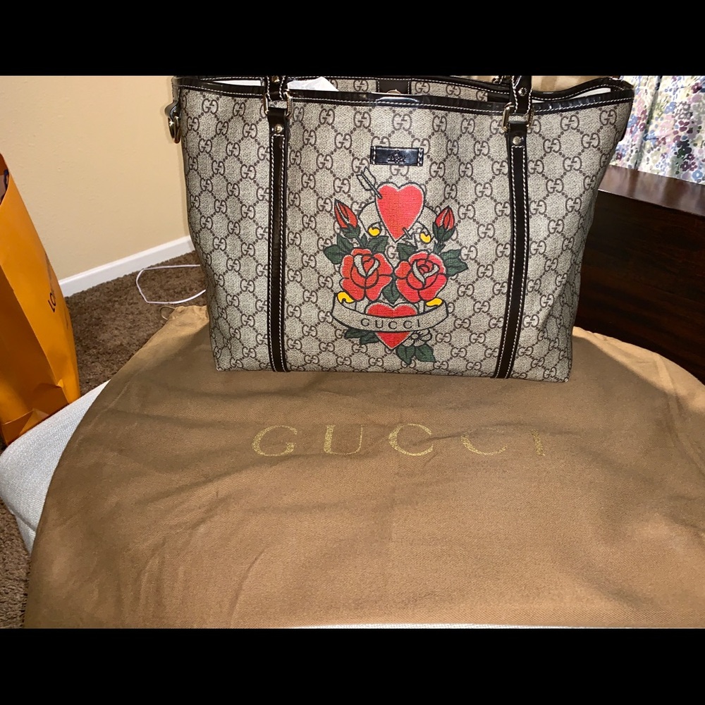 Authentic Gucci Tattoo Heart Tote